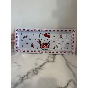 Hello Kitty Christmas Serving Tray‎ Cookie Platter Candy Canes Melamine 19" x 8"